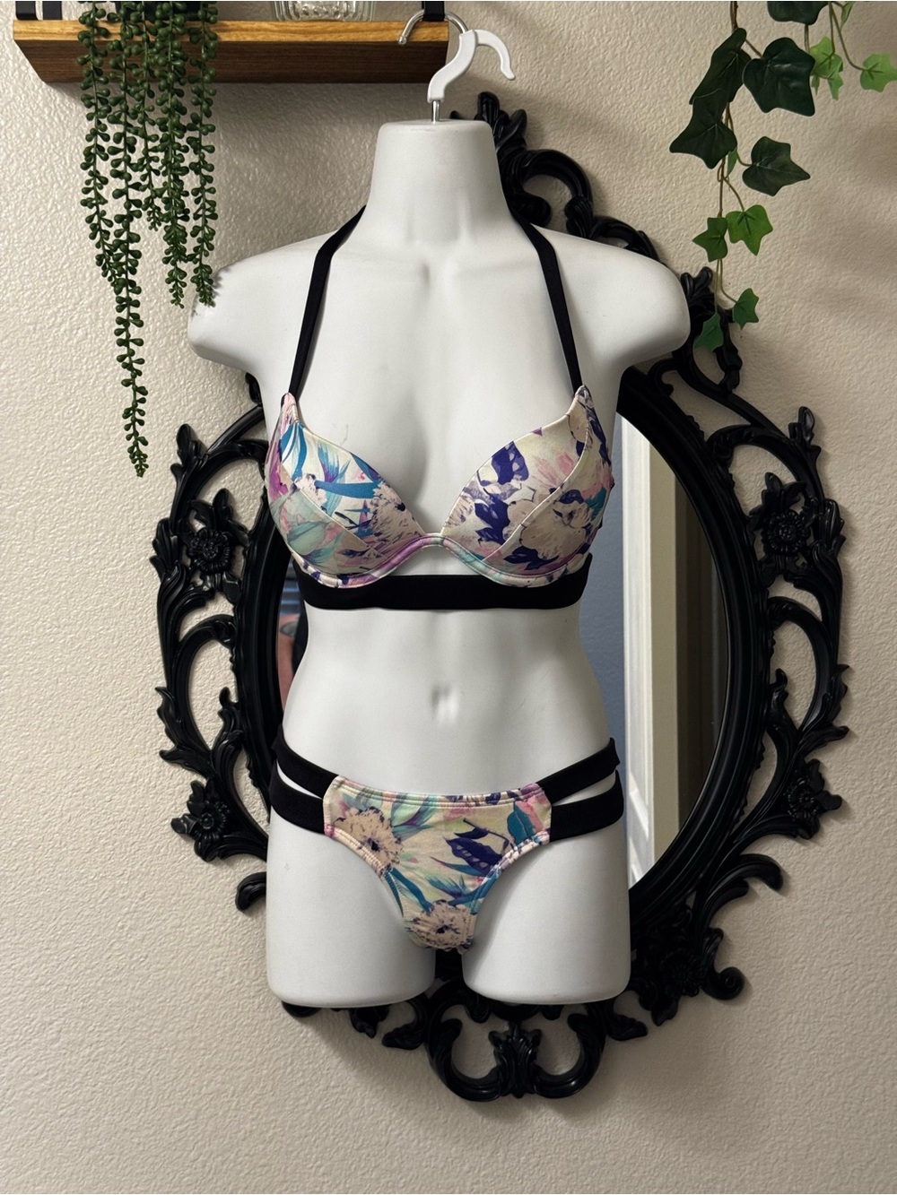 Retro Victoria’s Secret Floral Print Push-Up Bikini Set